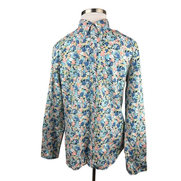 J. Crew Secret Wash Organic Cotton Poplin Shirt BG409 Slim Fit Floral Men's XL - Picture 13 of 15